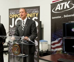 Maryland's Gov. Martin O'Malley speaking at ATK in Beltsville, Md July 22, 2013.