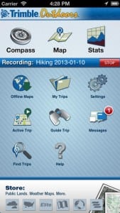 Screenshot Trimble Outdoors Navigator app for iPhone