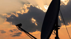 satellite dish sunset