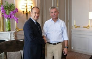 Thales Alenia Space CEO Jean-Loic Galle and LeoSat CEO, Mark Rigolle.