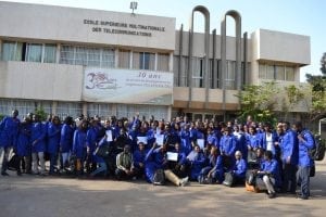 Participants of the SES Elevate satellite installer training course outside ESMT.