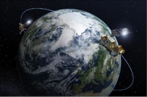 Artist's rendition of the MetOp-SG spacecraft in orbit.