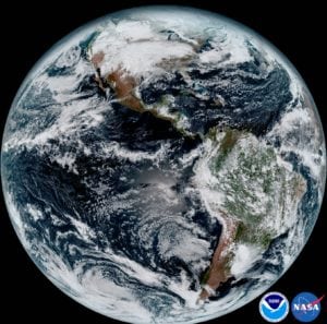 Composite color of Earth capture by GOES-16.