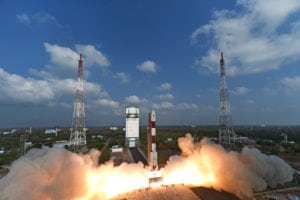 PSLV prepares to lift off.