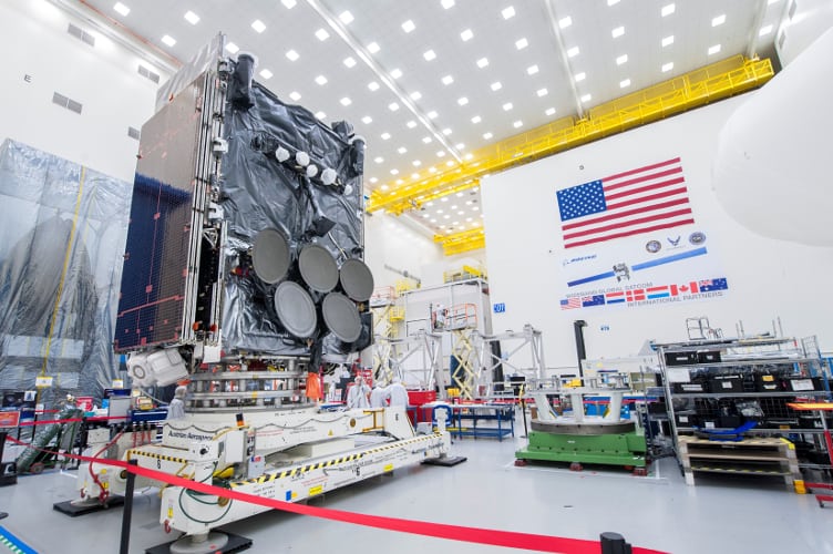 The eighth WGS satellite under construction at Boeing. Photo: Boeing. 