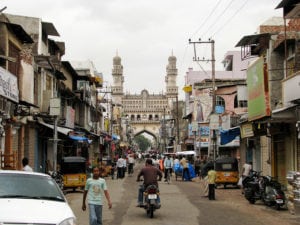 The Charminar in Hyderabad, India, as seen from the Laad Bazaar. Photo: Flickr, McKay Savage.