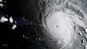 GOES 16 captured this geocolor image of Hurricane Irma approaching Anguilla on Sept. 6, 2017. Photo: NOAA.