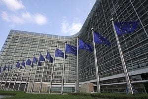 EU flags in front of the European Commission. Photo: EUD.