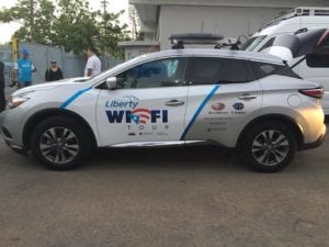 A Liberty Global vehicle equipped with a Kymeta satellite terminal in Puerto Rico. Photo: Kymeta.