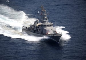 The cyclone-class coastal patrol ship USS Firebolt (PC 10) underway during an exercise in the Arabian Gulf in 2011. Photo: U.S. Navy/ Walter M. Wayman.