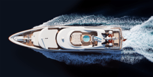 Superyacht as seen from above. Photo: OmniAccess.