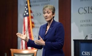 Air Force Secretary Heather Wilson delivers a speech at CSIS in Oct. 2017. Photo: U.S. Air Force/Wayne A. Clark.