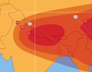 Amos 4 coverage map over Nepal. Photo: Spacecom.