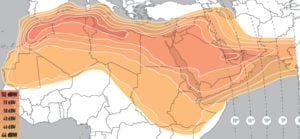 Eutelsat 8 West B Ku-band MENA downlink coverage. Photo: Eutelsat.