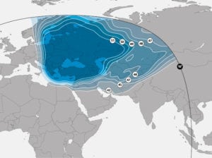 Astra 5B wide beam ku-band footprint over Europe. Photo: SES.