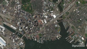 DigitalGlobe's WorldView 2 satellite captured this image of Boston, Massachusetts in July 2014. Photo: DigitalGlobe.