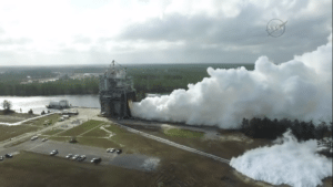 Screen grab from NASA TV during the RS-25 test fire live streaming.