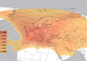 Eutelsat 9b's Ku-band widebeam coverage over MENA region. Photo: Eutelsat.