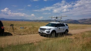 A Black Swift S2 UAS mounted atop a car. Photo: Black Swift Technologies.