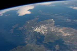 Rare photo of Scotland without cloud coverage from U.S. astronaut Jeff Williams.