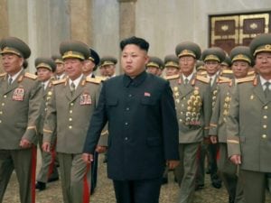 North Korean leader Kim Jong Un (4th R) visits the Kumsusan Palace of the Sun in July 2014. Photo: KCNA.