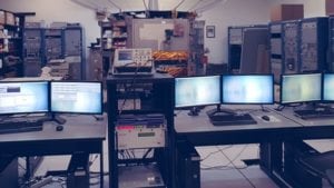 FleetSat simulator in a classroom-laboratory at the Naval Postgraduate School