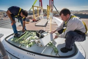 JetWave hardware being installed on an aircraft. Photo: Honeywell Aerospace.