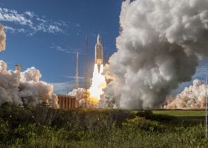 An Ariane 5 rocket launching, the likes of which the Horizons 3e rocket will be deployed off of. Photo: Arianespace