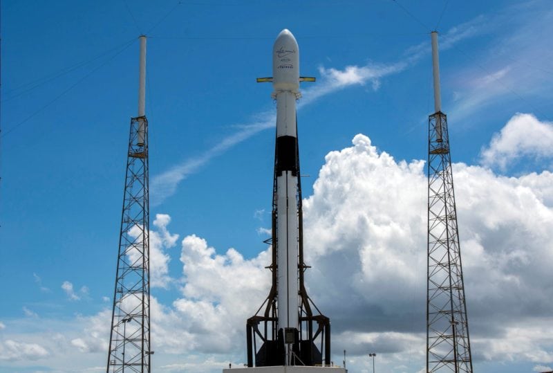 SpaceX Falcon 9 rocket on the launch pad, carrying Telesat’s Telstar 18 Vantage HTS. Source: SpaceX