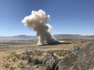 Northrop Grumman’s first ground test of its GEM 63 rocket motor. Photo: Northrop Grumman