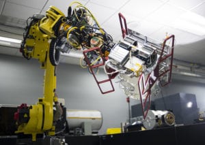 Raytheon is producing small satellites on its advanced, automated missile production lines. Photo: Raytheon