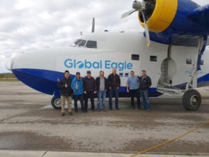 Gilat, Global Eagle, and Telesat engineers with the IFC over LEO test plane in Canada. Photo: Gilat