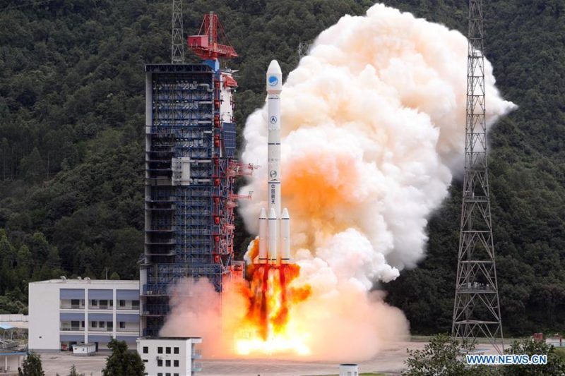 A Long March-3B carrier rocket launching from Xichang Satellite Launch Center in China, carrying twin BeiDou-3 satellites. Photo: Xinhua/Liang Keyan