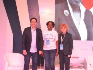 (Left to right) Toby Shapshak, Keynote Speaker; Funke Opeke, CEO, MainOne; and Libby Barr, Chief Operating Officer, Avanti Communications at Nerds Unite 2019.