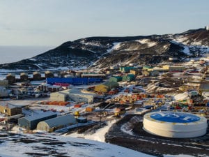 An aerial view of the National Science Foundation's McMurdo Station in Antarctica. Photo: NSF