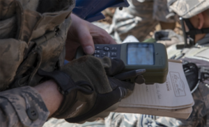 An Airman with the 374th Security Forces Squadron uses a Defense Advanced GPS Receiver (DAGR) to track the team’s current location in correlation with the coordinates of the mission objective during a field training exercise at Camp Fuji, Japan, Nov. 8, 2018. Photo: U.S. Air Force, Matthew Gilmore