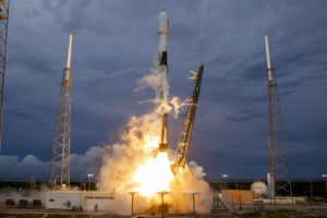 A SpaceX Falcon 9 rocket lifting off, carrying Boeing's Amos-17 satellite. Photo: SpaceX