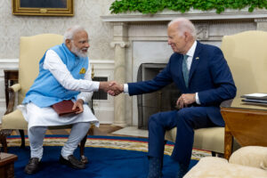 India's Prime Minister Narendra Modi with President Biden on a state visit in Washington on June 22. Photo: White House