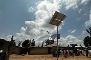 An Africa Mobile Networks antenna in Africa. Photo: Intelsat