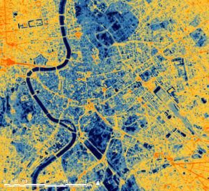 Thermal image of Rome captured by SatVu's pathfinder satellite. Photo: SatVu