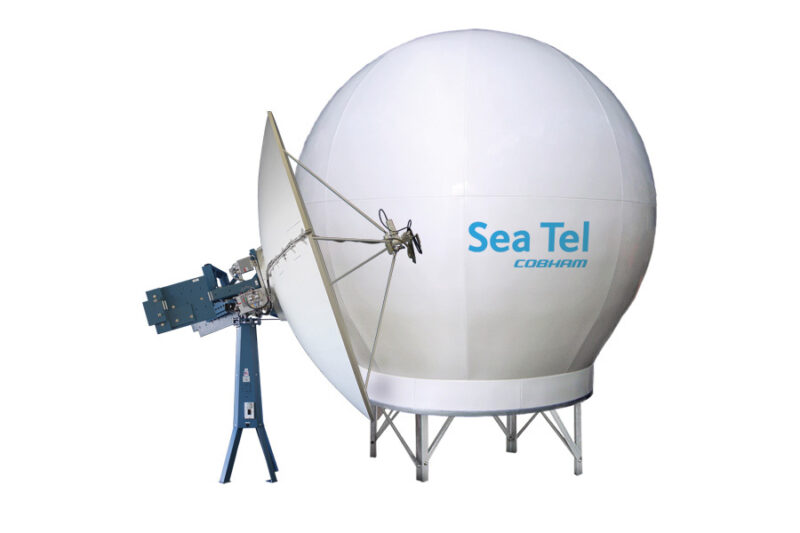 The Cobham Satcom Sea Tel 370s TV antenna. Photo: Cobham