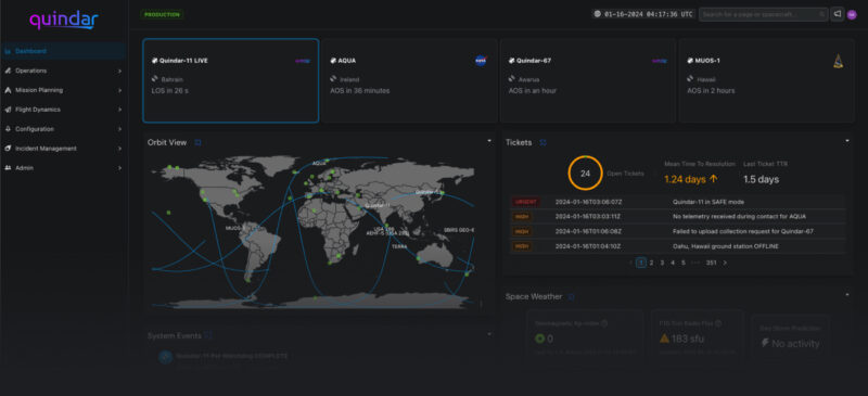 Quindar's mission management software. Photo: Quindar