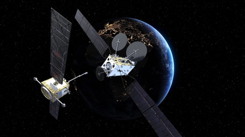 Rendering of the European EROSS satellites. Photo: Thales Alenia 