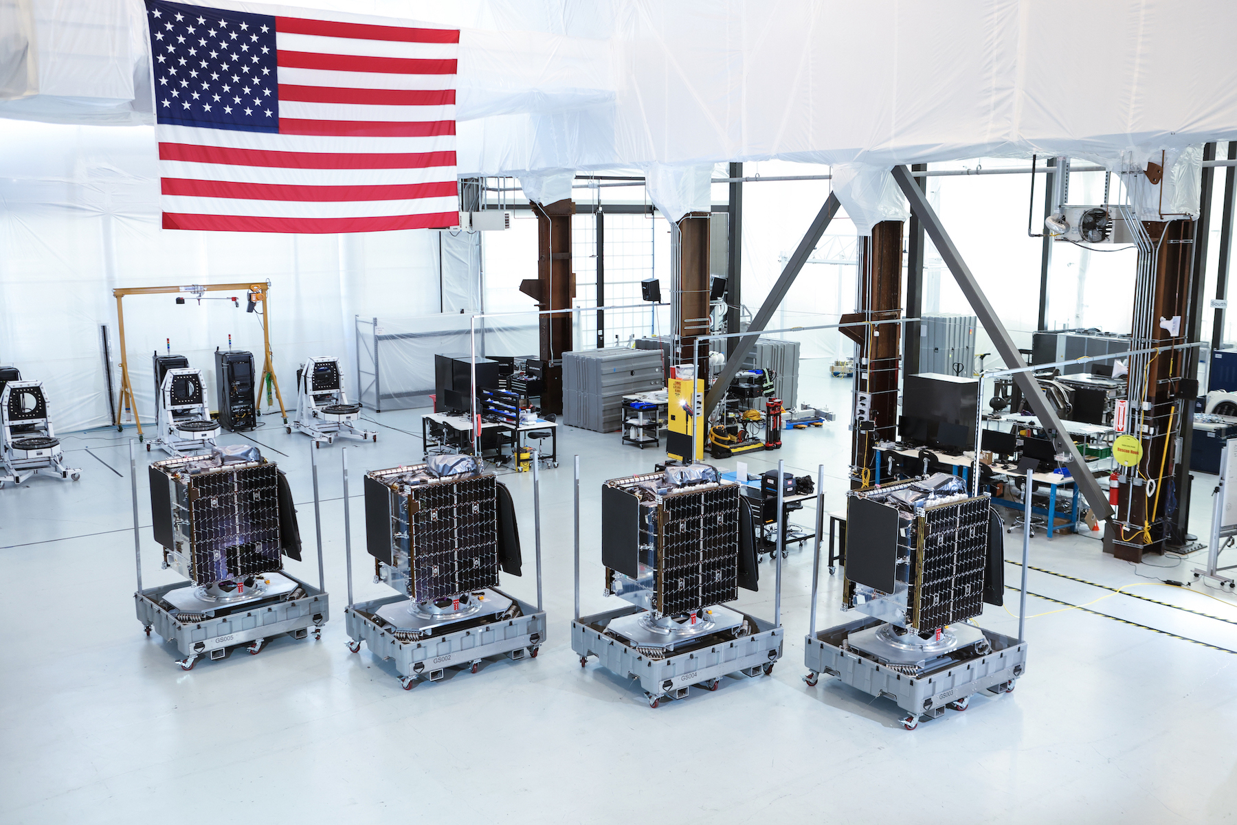 Astranis ships four MicroGEO satellites to Cape Canaveral for a dedicated Falcon 9 launch. Photo: Astranis 